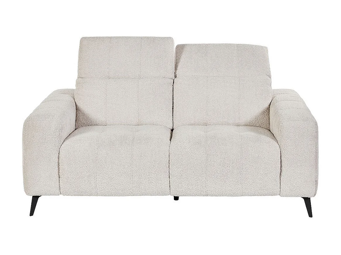 Canapé 2 places fixe en tissu poils courts style sherpa crème - ALKANE