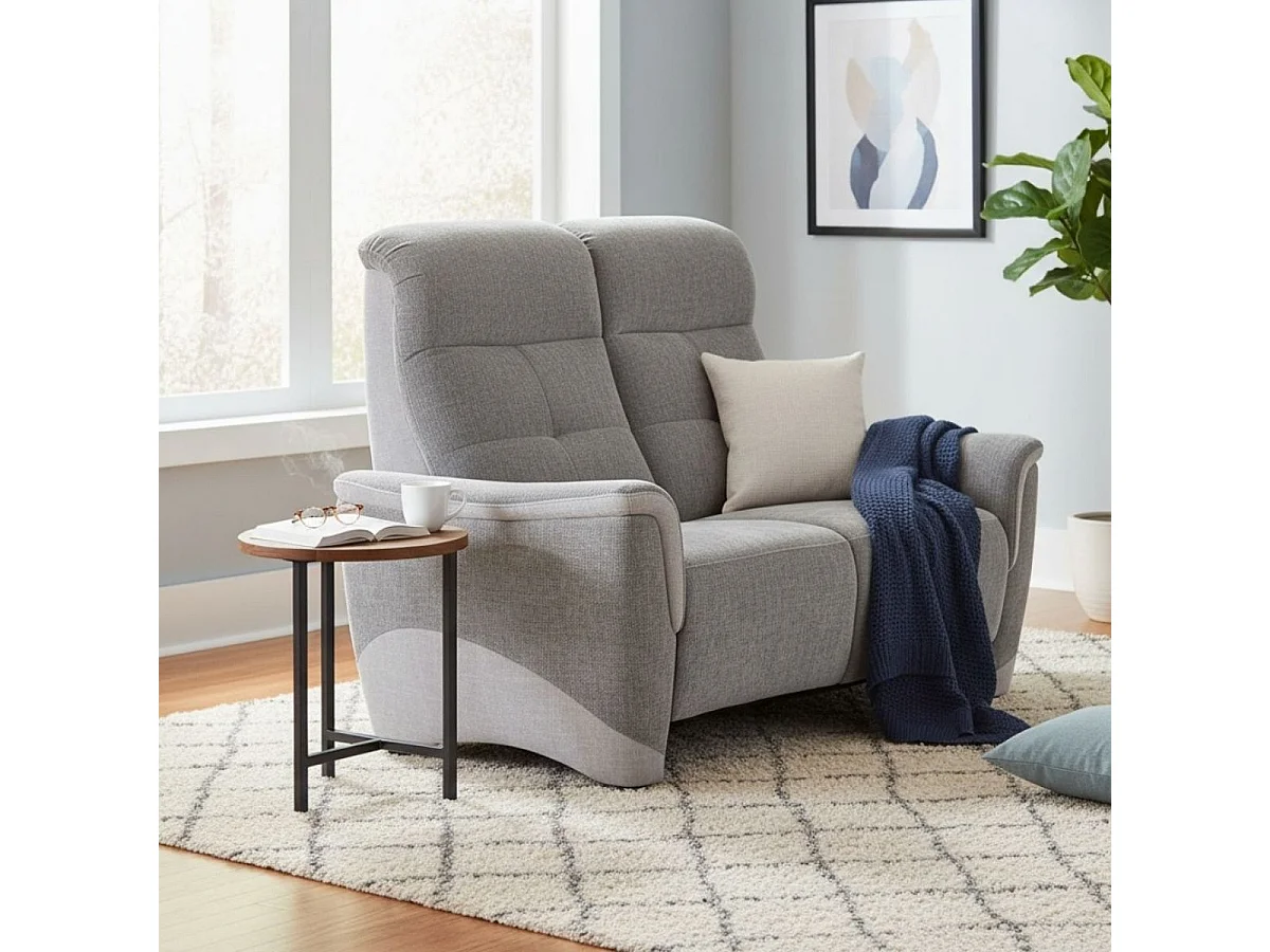 Canapé 2 places fixe tissu maillé ultra doux bicolore gris - AUSTRAL