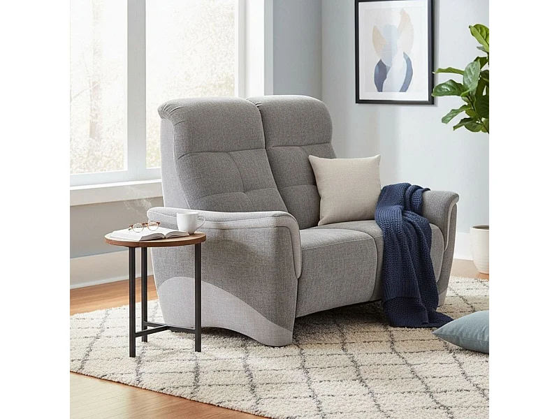 Canapé 2 places fixe tissu maillé ultra doux bicolore gris - AUSTRAL