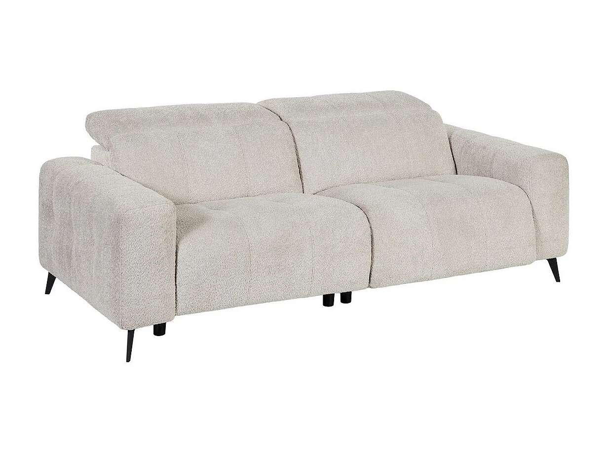 Canapé 3 places relax électrique en tissu poils courts style sherpa crème - ALKANE