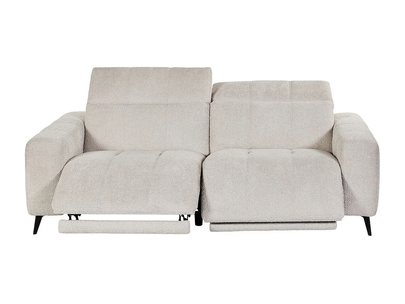 Canapé 3 places relax électrique en tissu poils courts style sherpa crème - ALKANE
