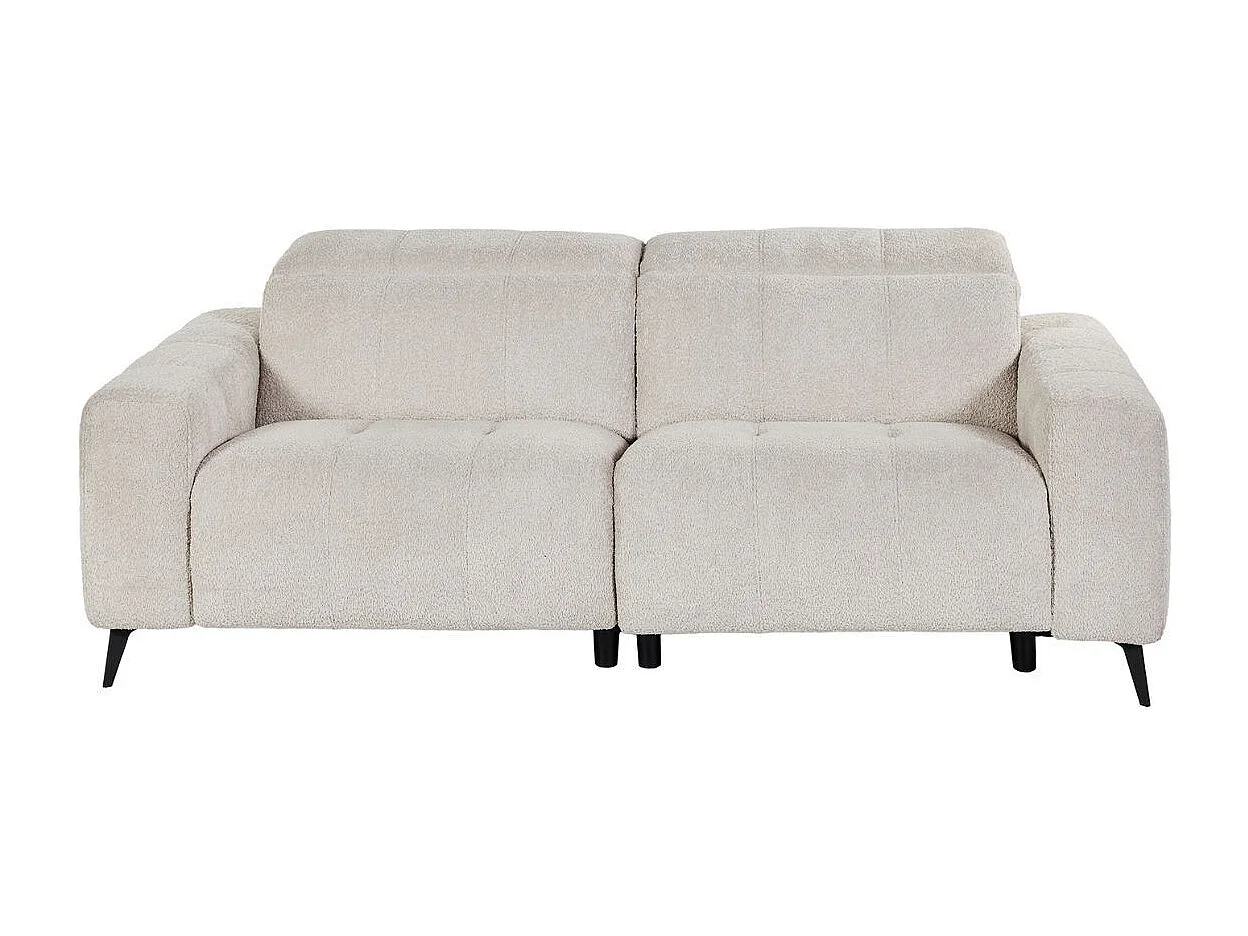 Canapé 3 places relax électrique en tissu poils courts style sherpa crème - ALKANE