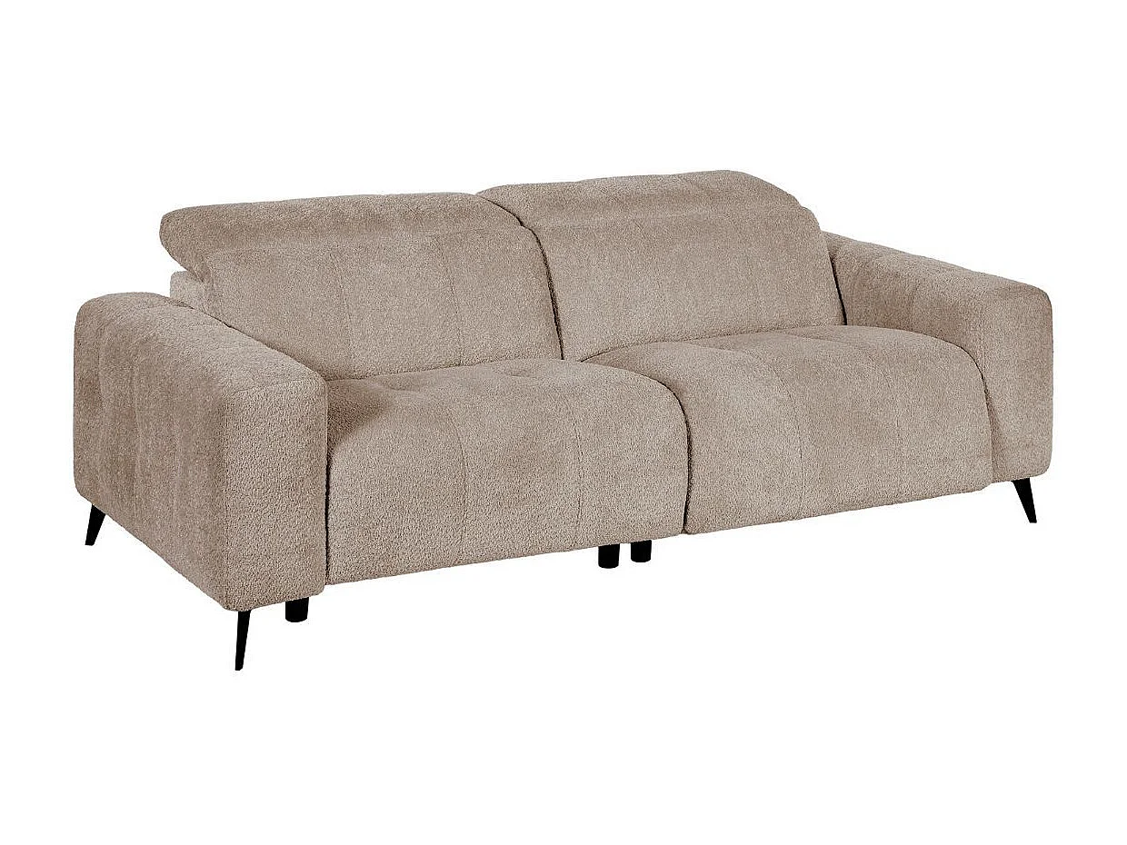 Canapé 3 places relax électrique en tissu poils courts style sherpa crème - ALKANE