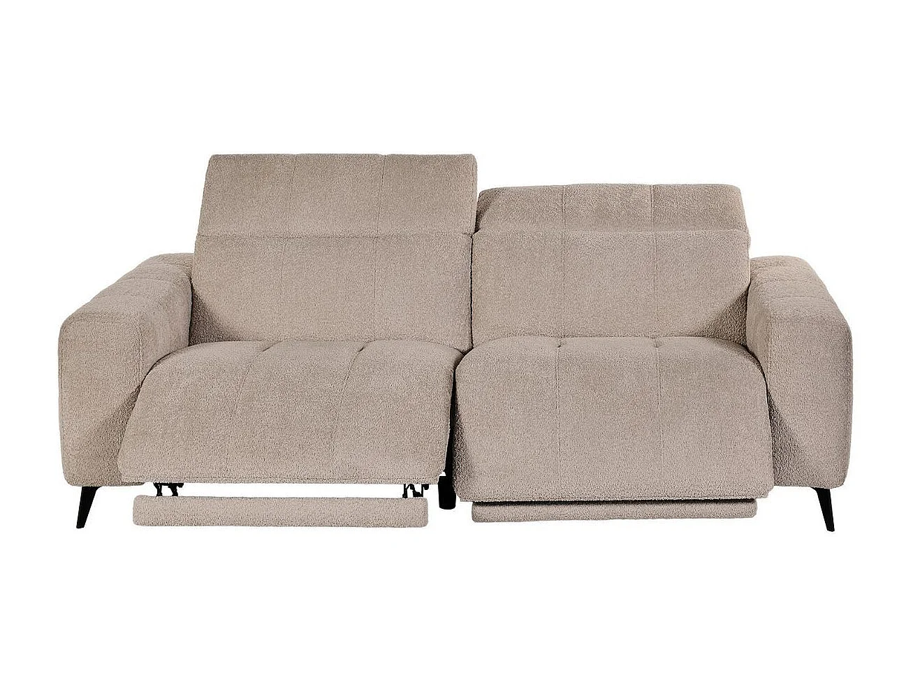 Canapé 3 places relax électrique en tissu poils courts style sherpa crème - ALKANE