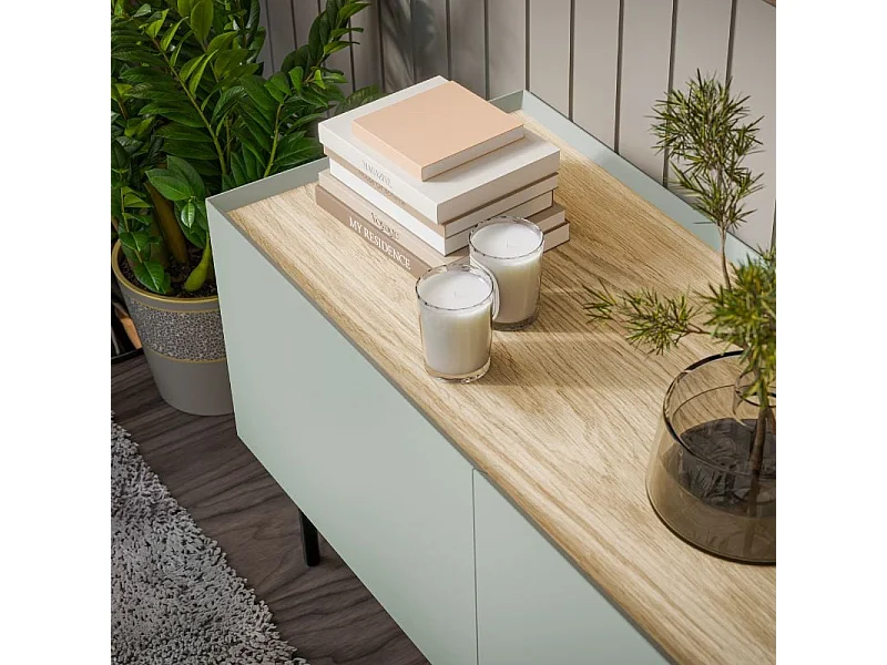 Meuble télé 150 cm 3 portes vert sauge Mauro