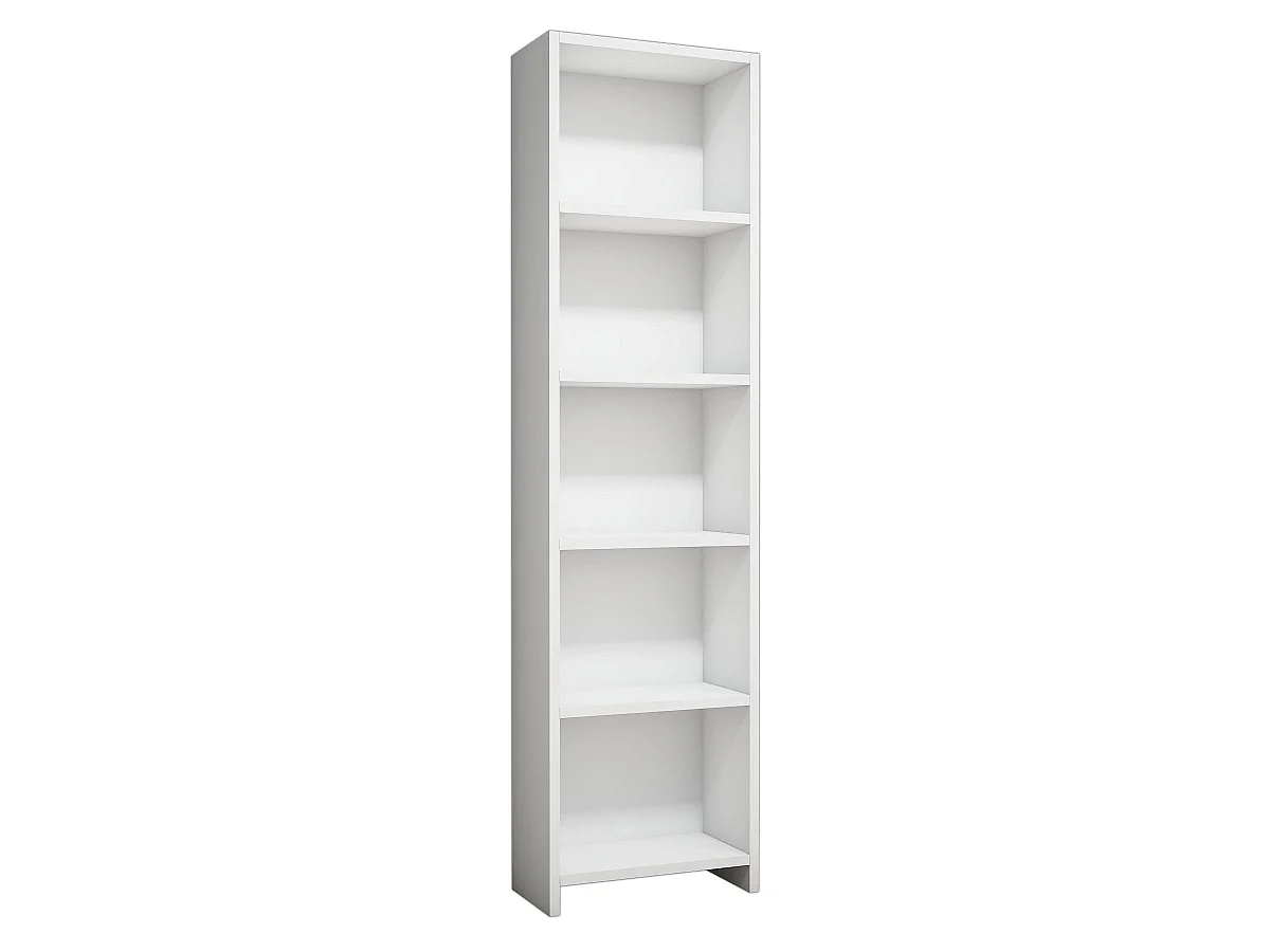 "Modern Vit Trä Bokhylla Barkin - 4 Hyllor - Skandinavisk Stil 40x19x150cm"