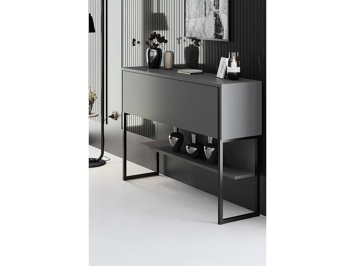 Luxe" houten ladekast - 120 x 30 x 80 cm - ZwartAntraciet