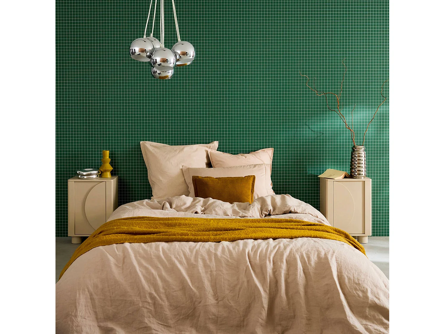 Lot de 2 tables de chevet décor bois beige 1 porte réversible Pondi