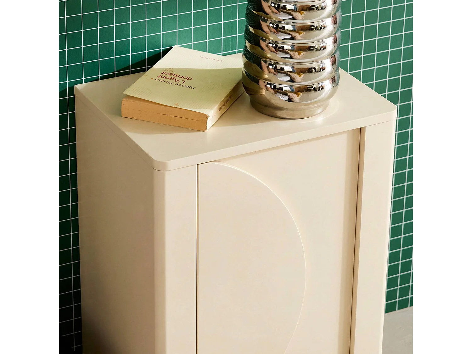 Lot de 2 tables de chevet décor bois beige 1 porte réversible Pondi