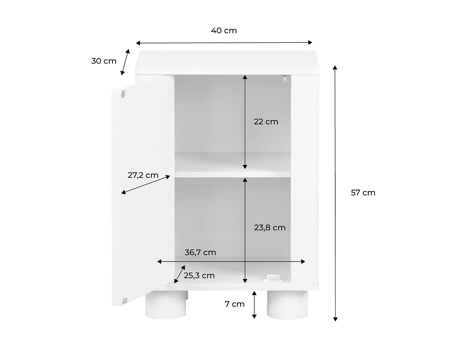 Lot de 2 tables de chevet décor bois beige 1 porte réversible Pondi