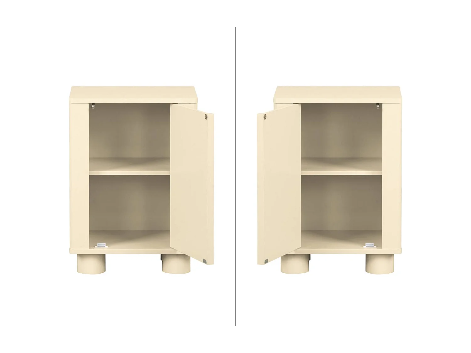 Lot de 2 tables de chevet décor bois beige 1 porte réversible Pondi