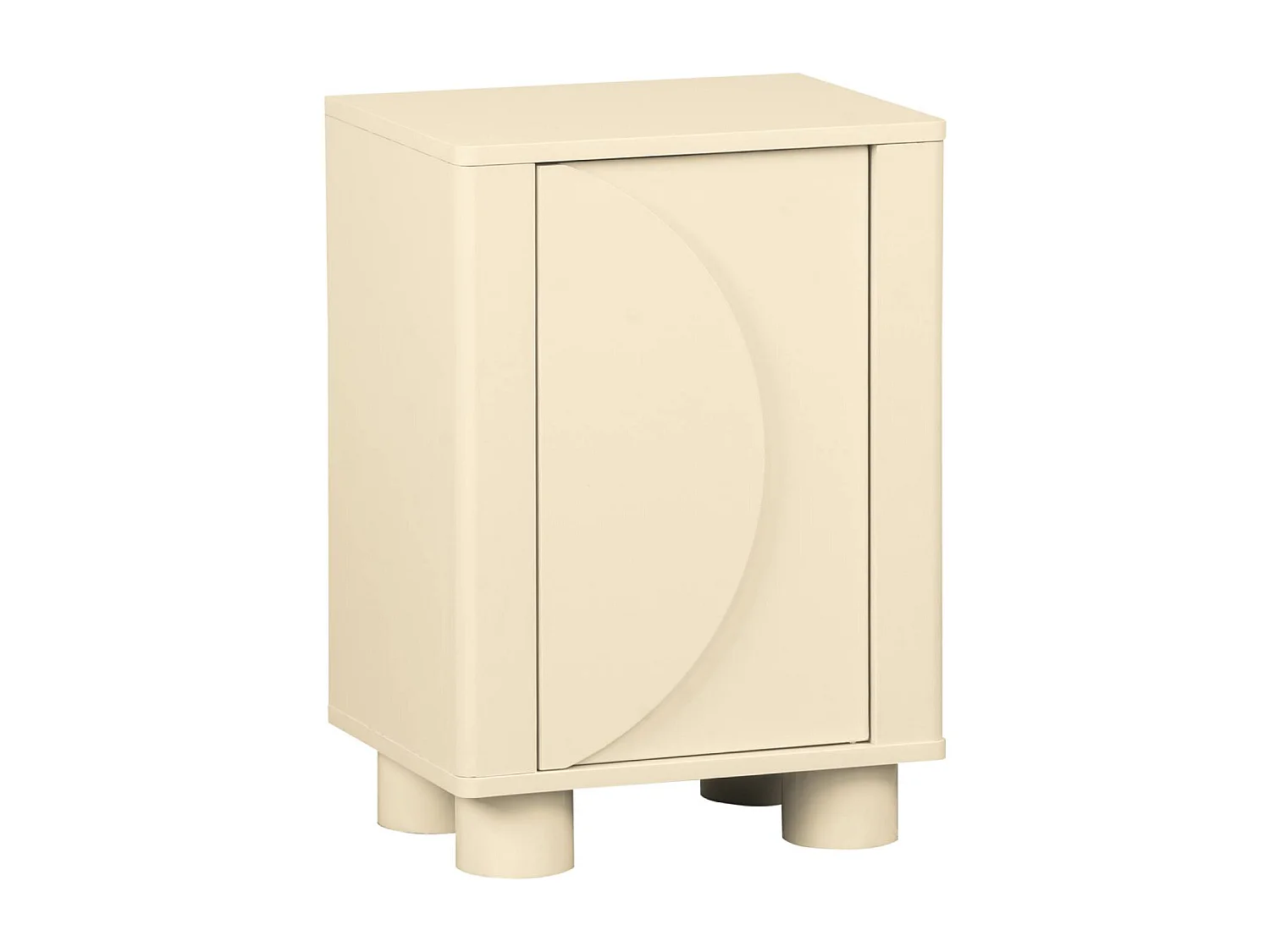 Comodino effetto legno di mango con 1 anta reversibile, beige