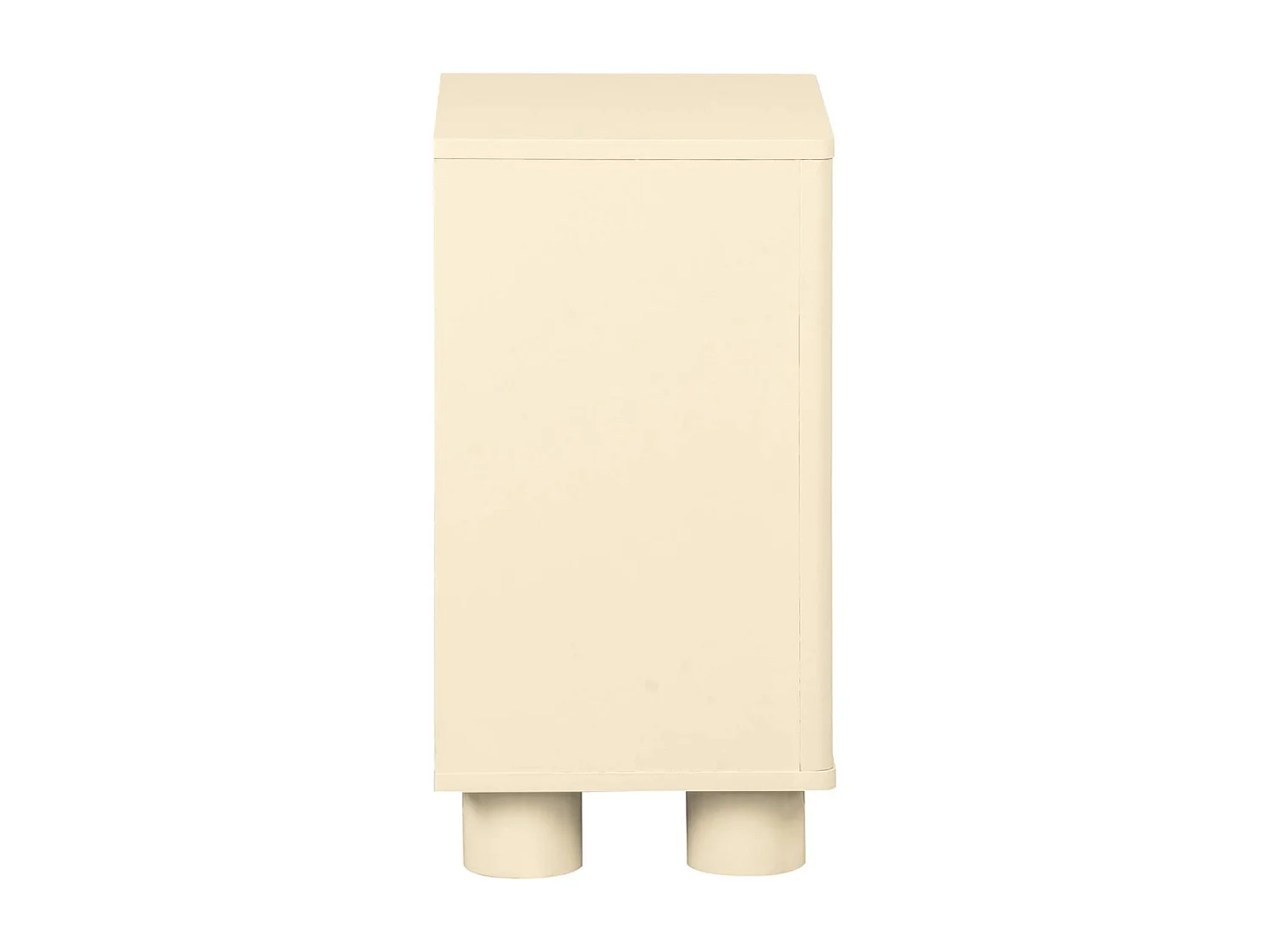 Comodino effetto legno di mango con 1 anta reversibile, beige