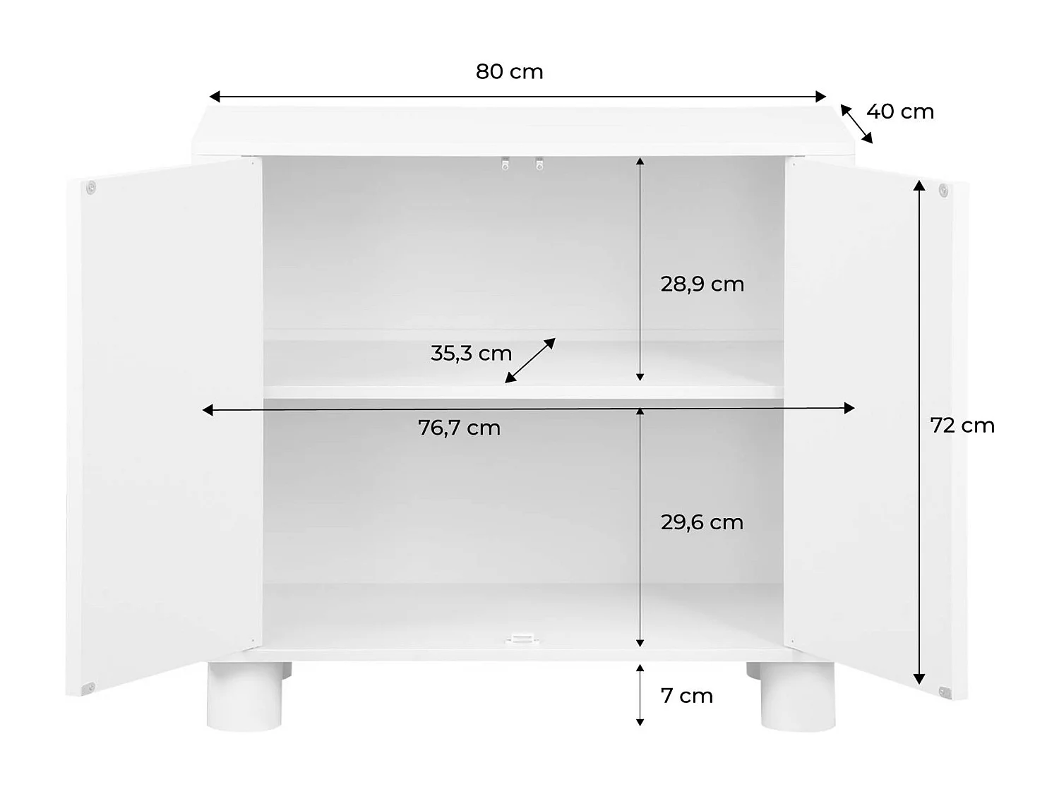 Aparador exótico efecto madera de mango con 2 puertas, 80cm beige