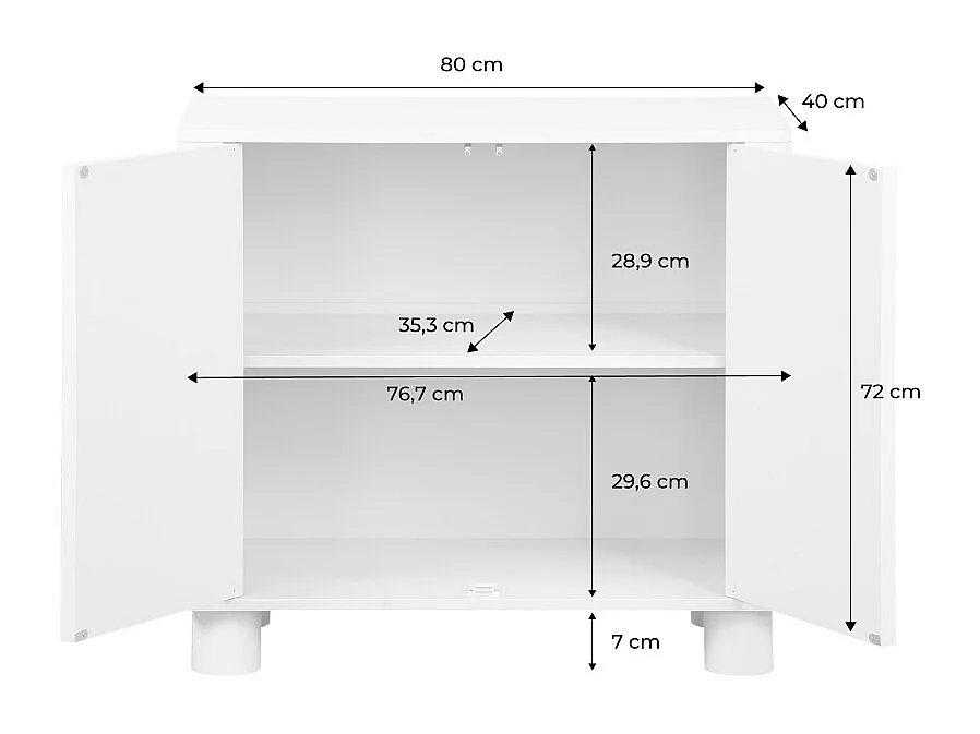 Aparador exótico efecto madera de mango con 2 puertas, 80cm beige
