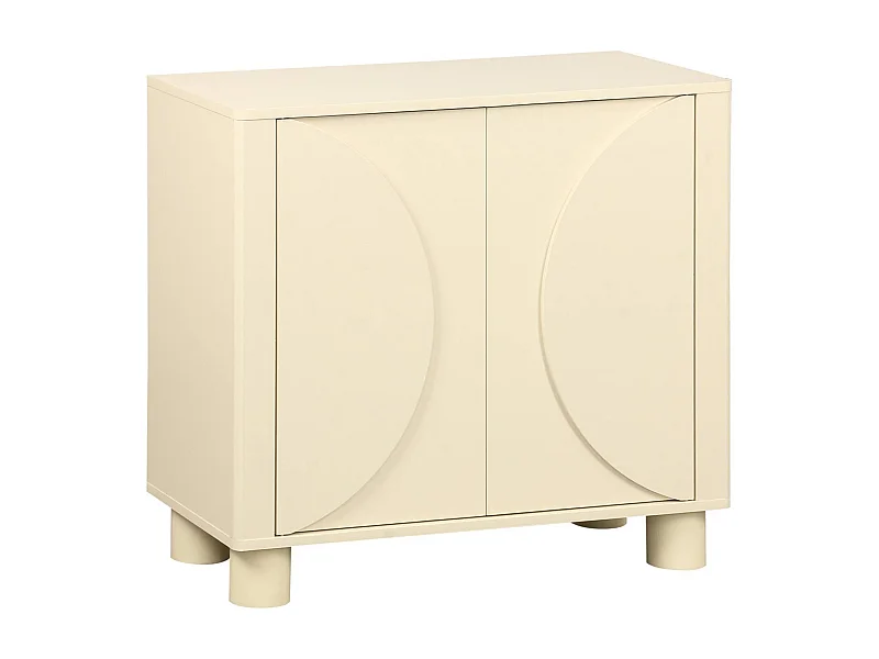 Aparador exótico efecto madera de mango con 2 puertas, 80cm beige