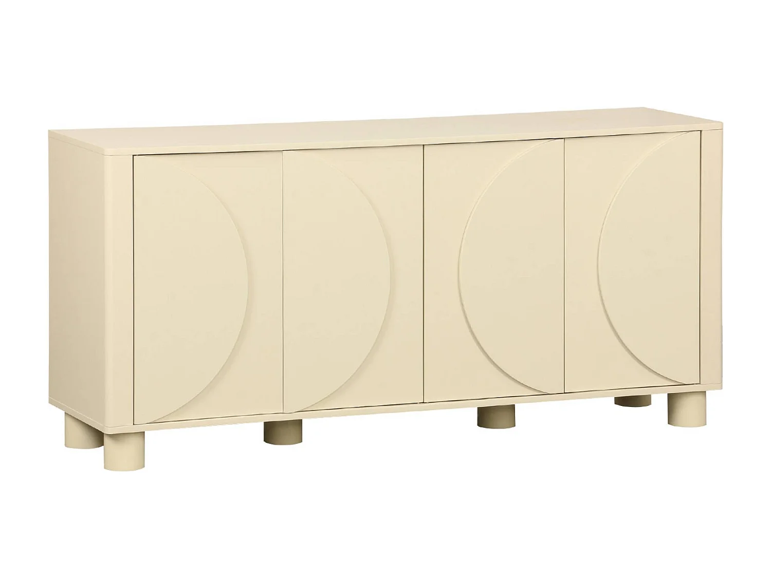Aparador exótico efecto madera con 4 puertas, 155cm beige