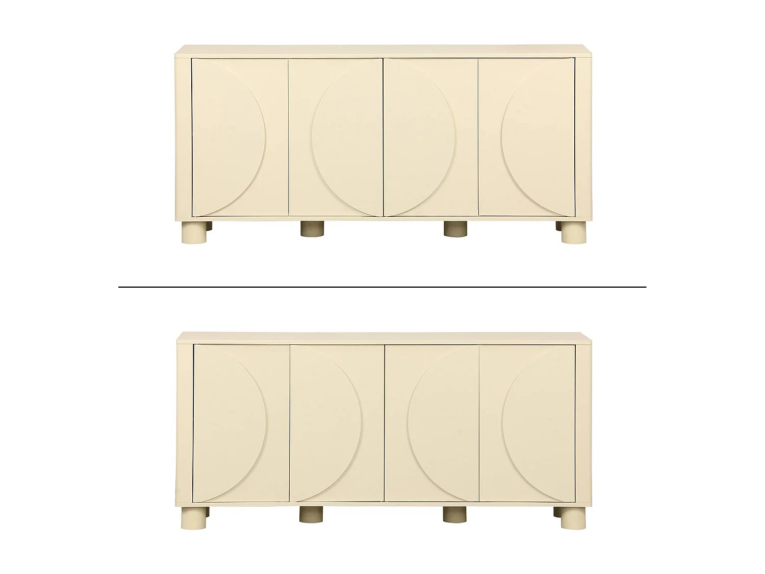 Aparador exótico efecto madera con 4 puertas, 155cm beige