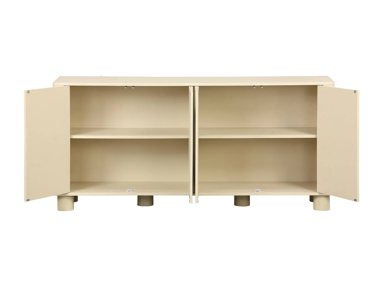 Aparador exótico efecto madera con 4 puertas, 155cm beige