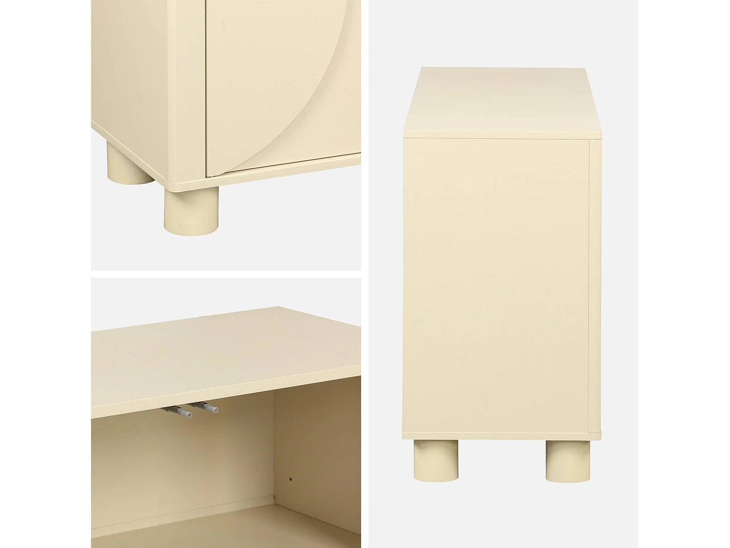 Aparador exótico efecto madera con 4 puertas, 155cm beige