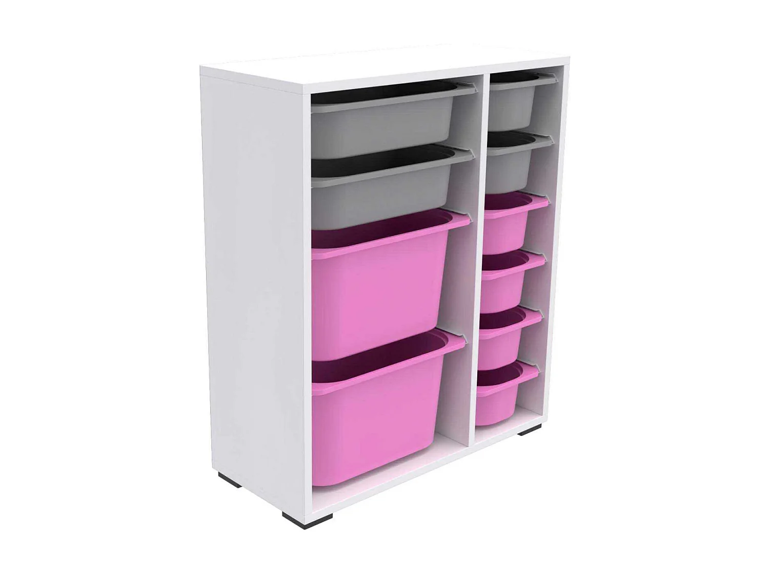 Meuble de rangement 10 tiroirs Zen Blanc, gris et rose