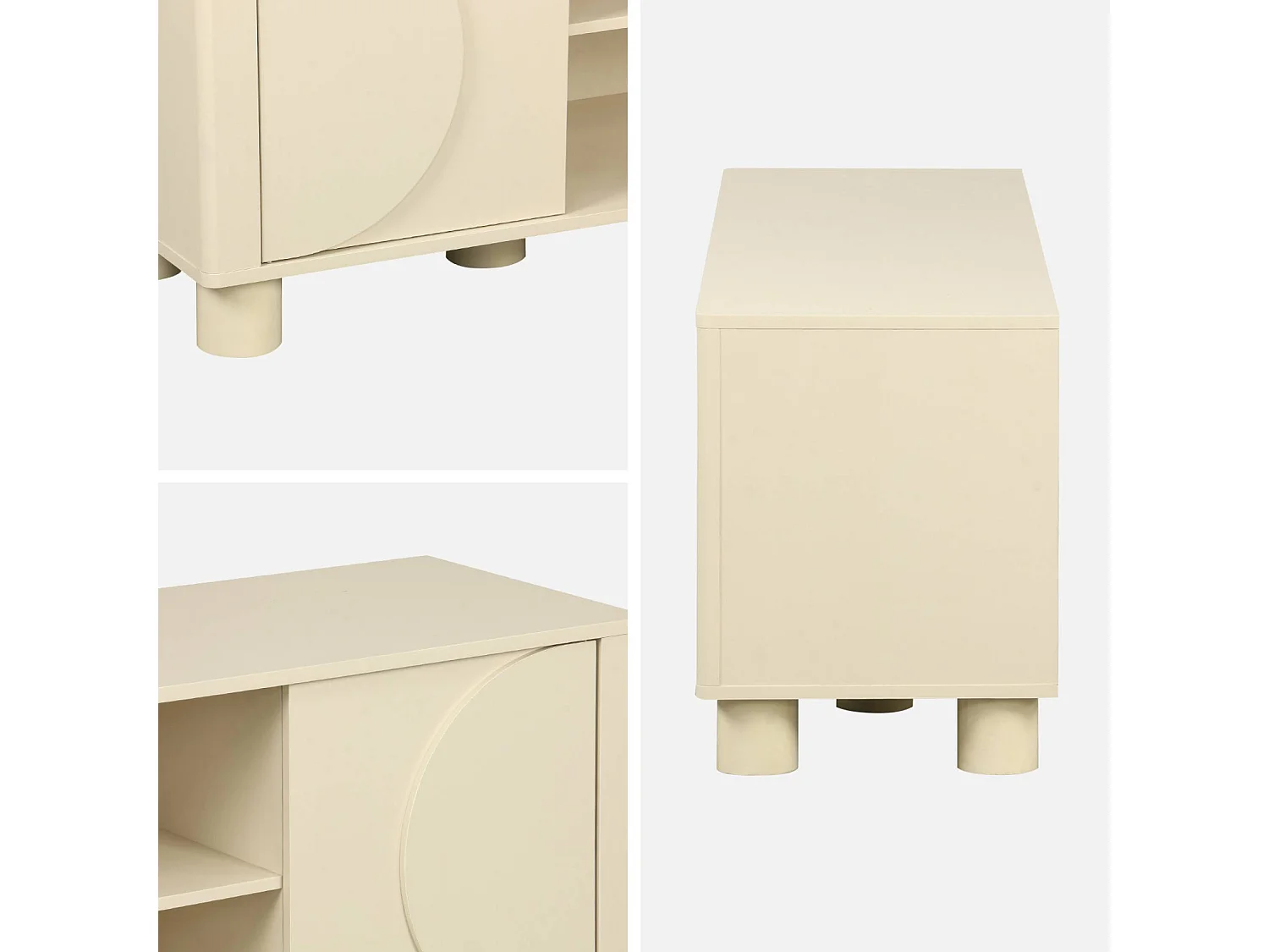 Meuble TV décor bois beige 2 portes 155cm Pondi