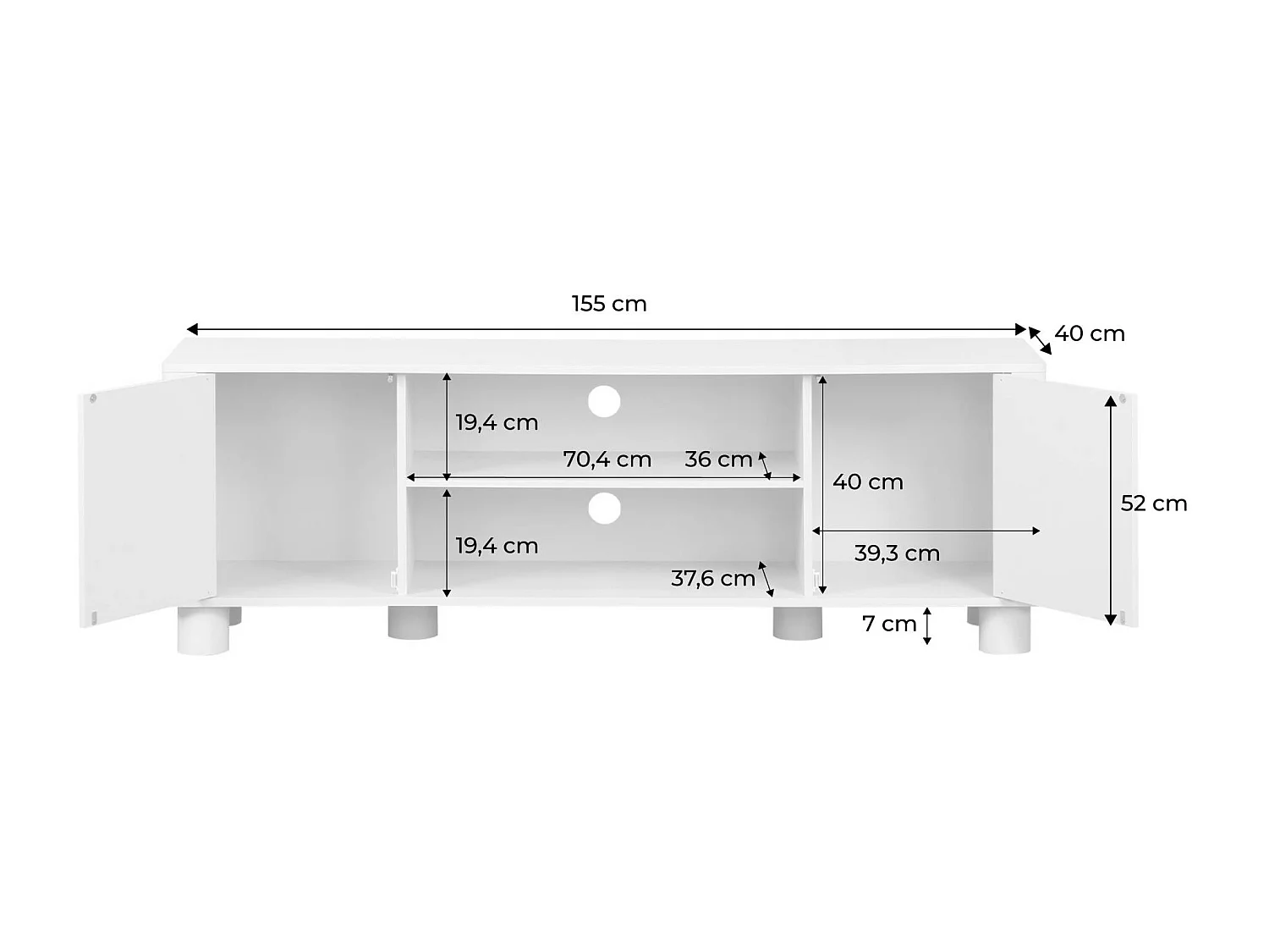 Mobile tv esotico effetto legno di mango 2 ante reversibili, 155cm,