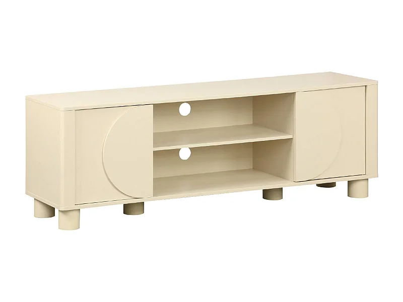 Meuble TV décor bois beige 2 portes 155cm Pondi