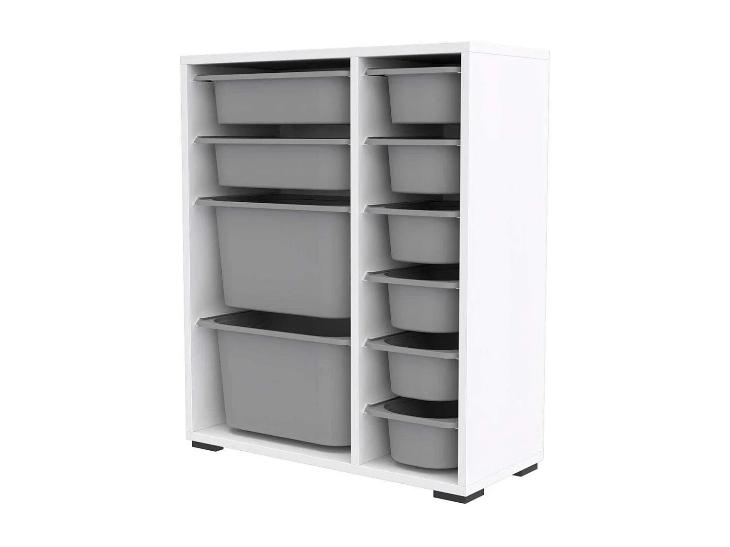 Meuble de rangement 10 tiroirs Zen Blanc et gris 2