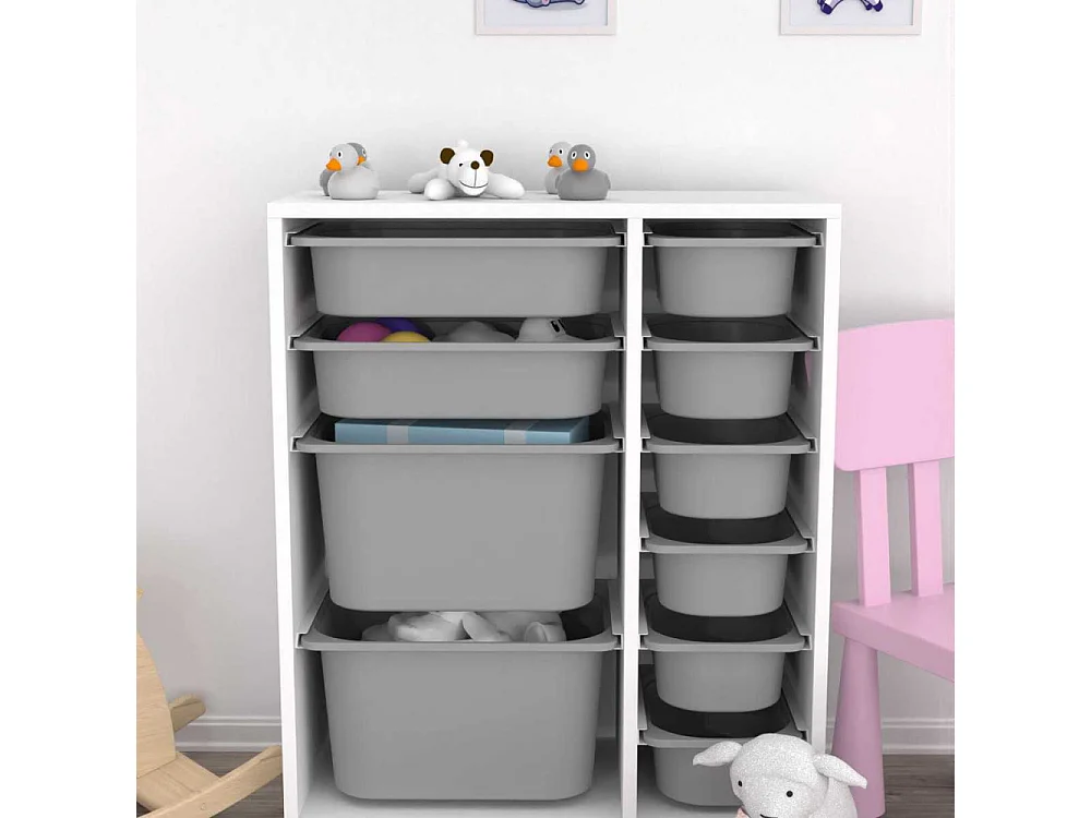 Meuble de rangement 10 tiroirs Zen Blanc et gris 2