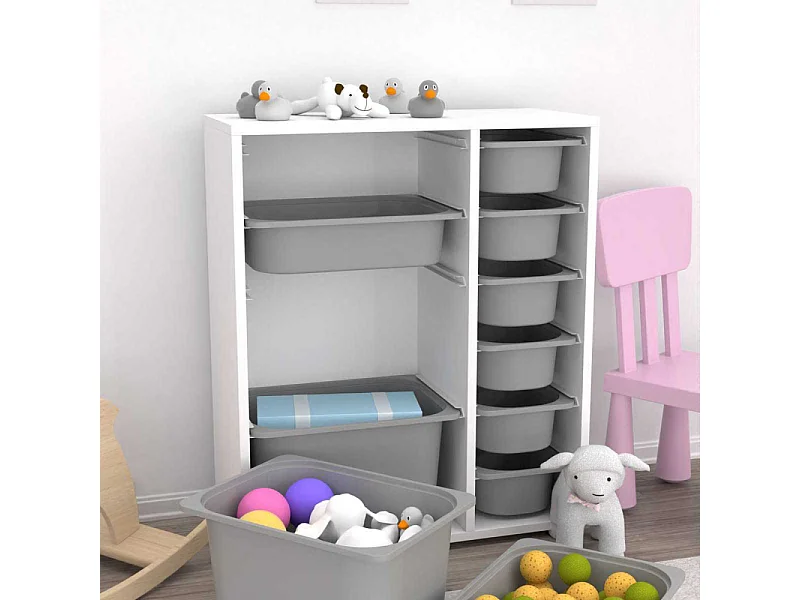 Meuble de rangement 10 tiroirs Zen Blanc et gris 2