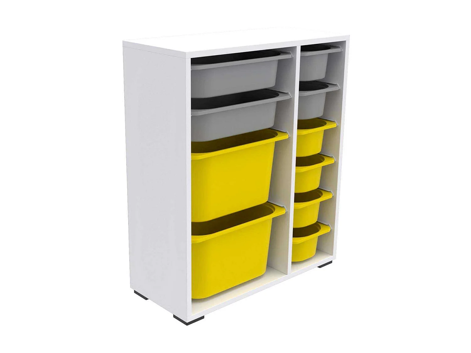 Meuble de rangement 10 tiroirs Zen Blanc, gris et jaune