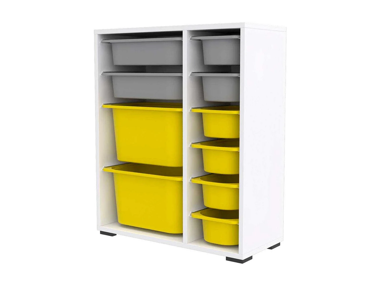 Meuble de rangement 10 tiroirs Zen Blanc, gris et jaune