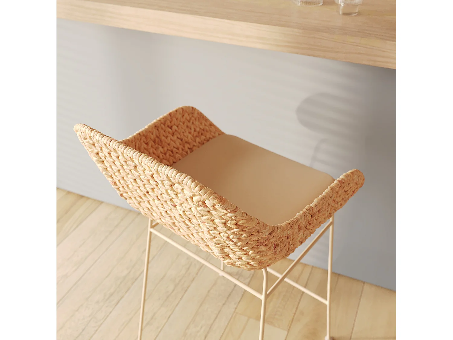 Set di 2 sedie da bar 66 cm in materiale naturale - Faro