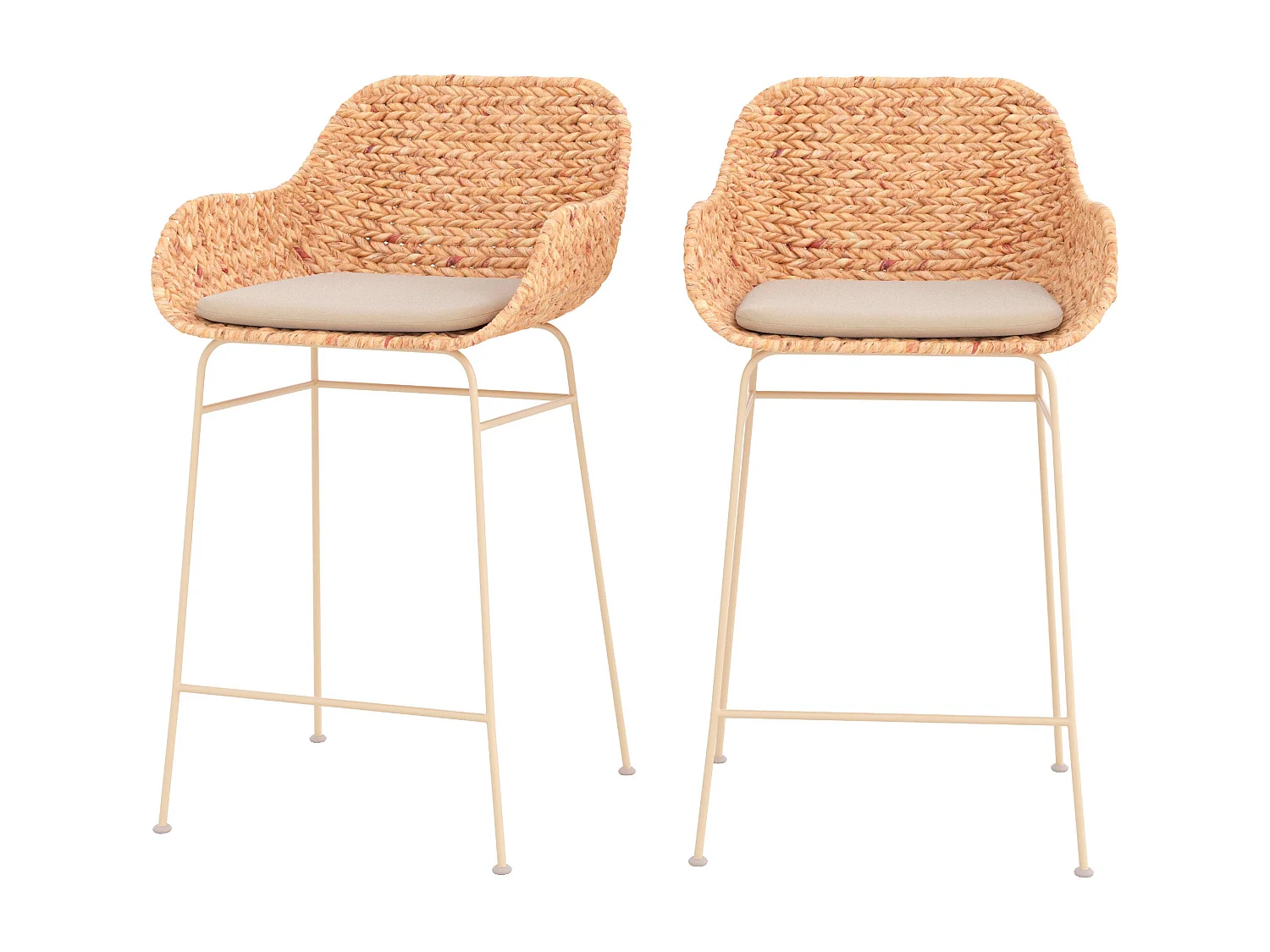 Set di 2 sedie da bar 66 cm in materiale naturale - Faro