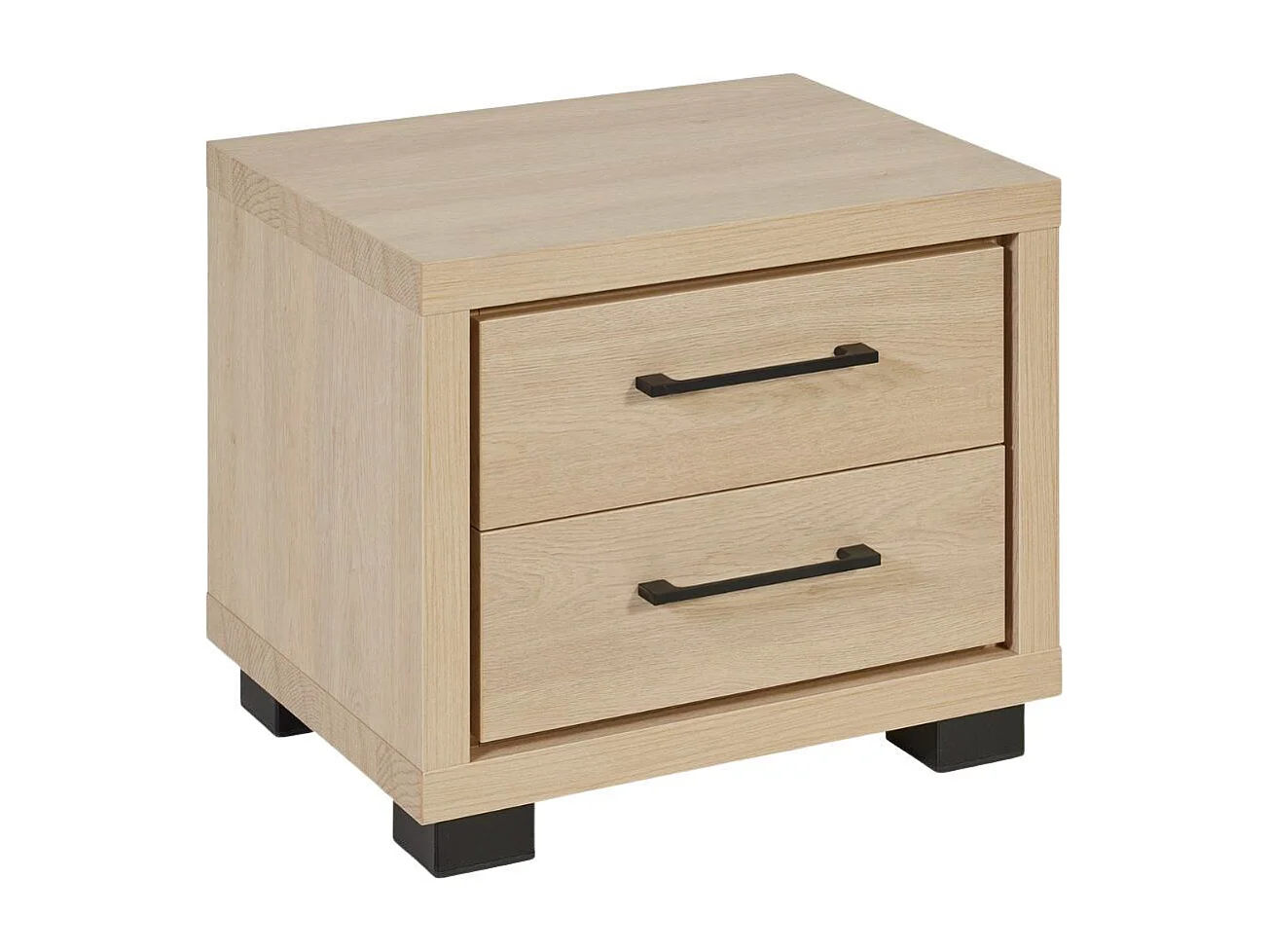 Chevet 2 tiroirs  aspect bois et noir - LUDY