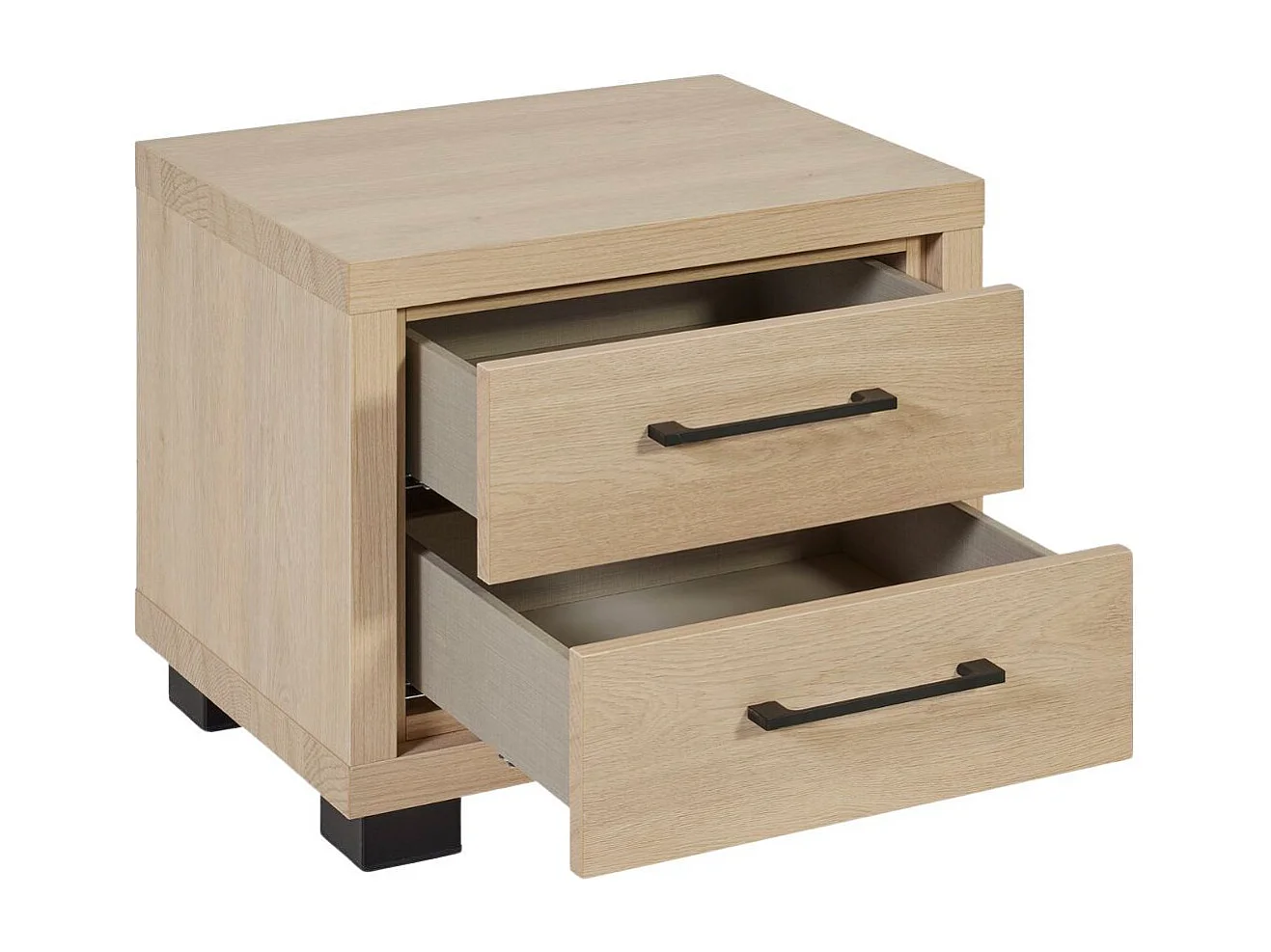 Chevet 2 tiroirs  aspect bois et noir - LUDY