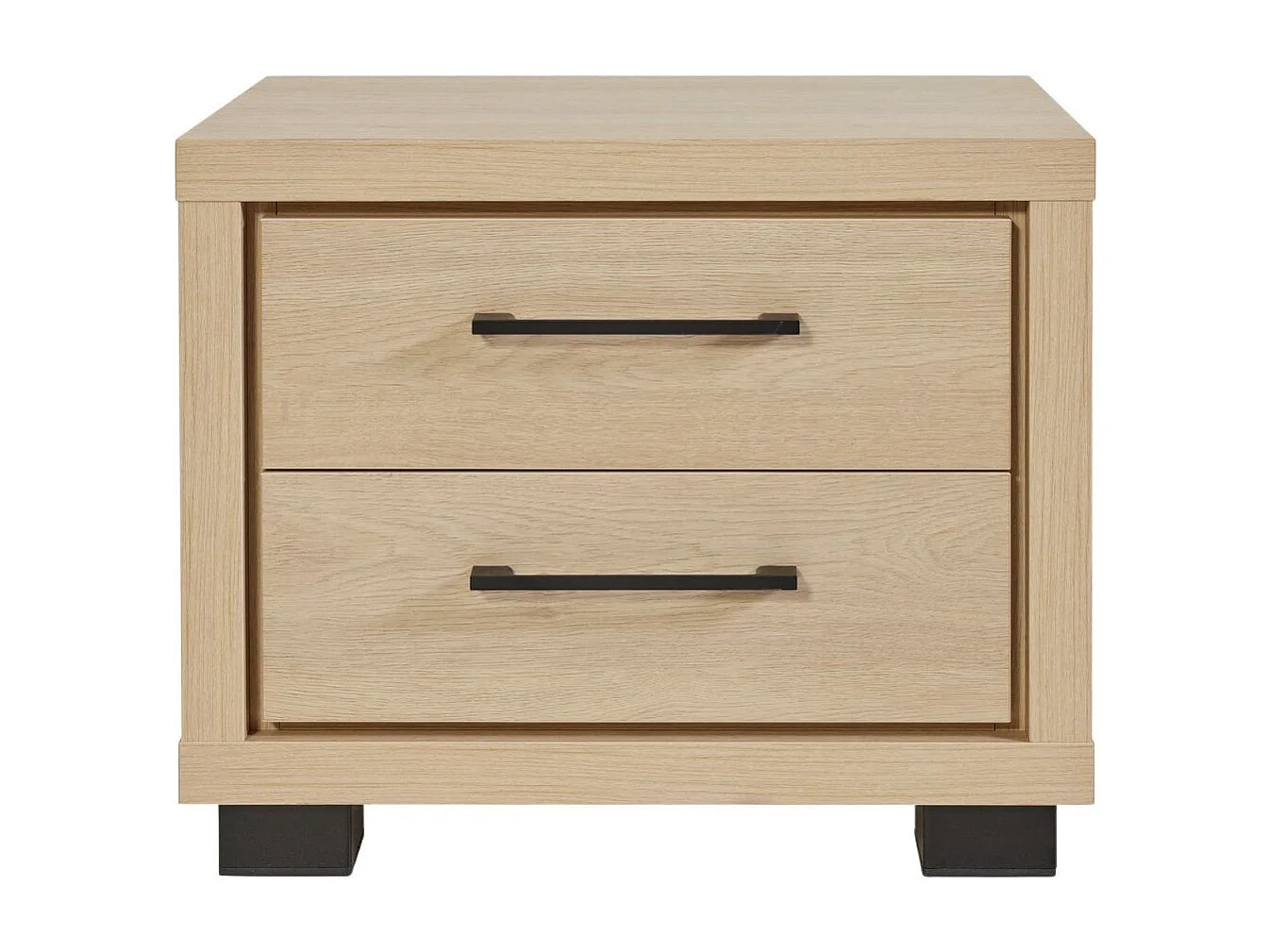 Chevet 2 tiroirs  aspect bois et noir - LUDY