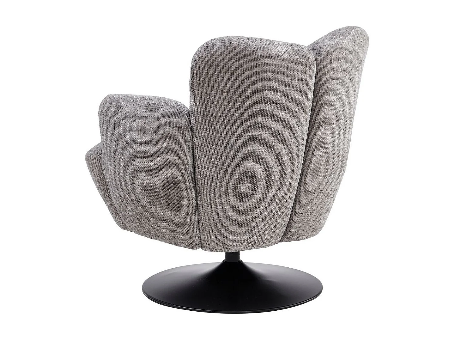 Fauteuil lounge pivotant avec accoudoir en tissu chenillé gris piètement socle métal noir - GOTHAM