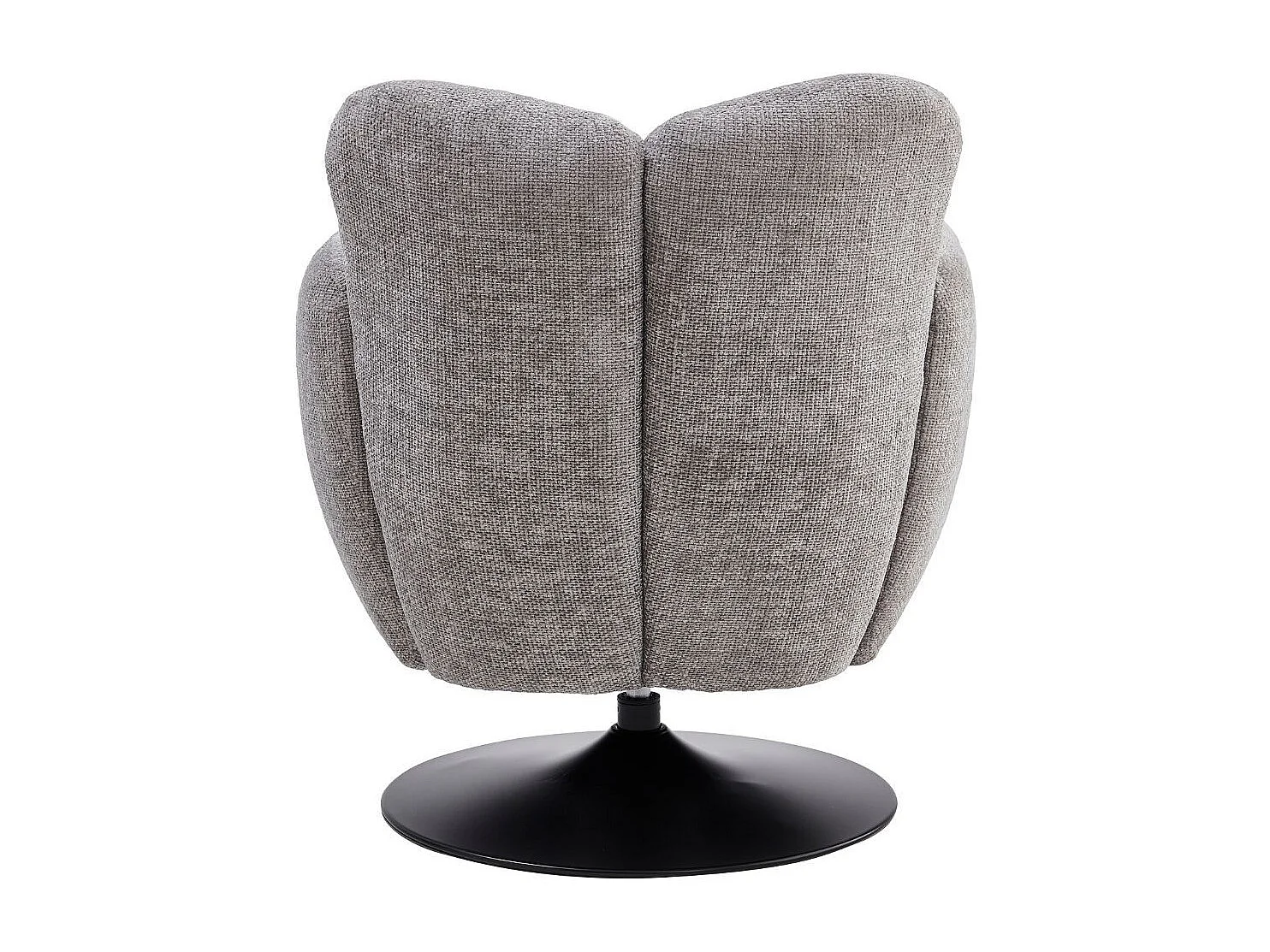 Fauteuil lounge pivotant avec accoudoir en tissu chenillé gris piètement socle métal noir - GOTHAM