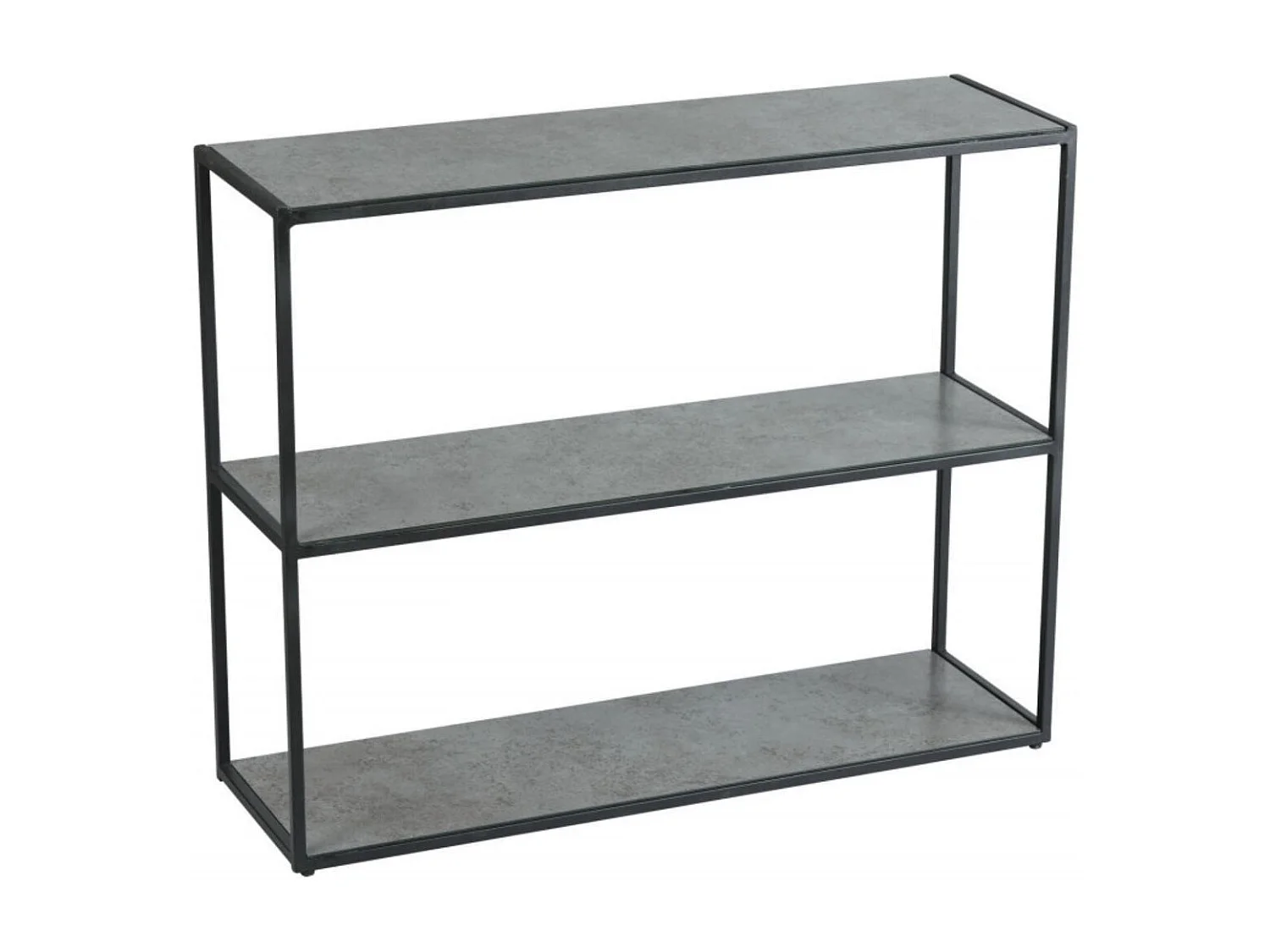 Console en acier laqué anthracite avec plateaux en verre finition aspect céramique - STRATE