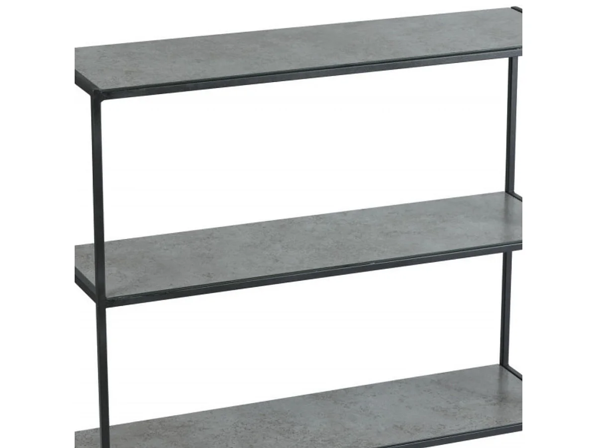 Console en acier laqué anthracite avec plateaux en verre finition aspect céramique - STRATE