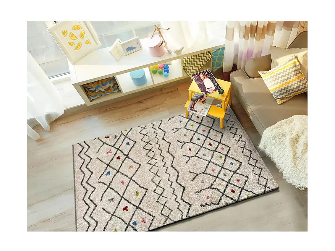 Tapis intérieur - berbère - blanc - 133 x 190 cm - KASBAH