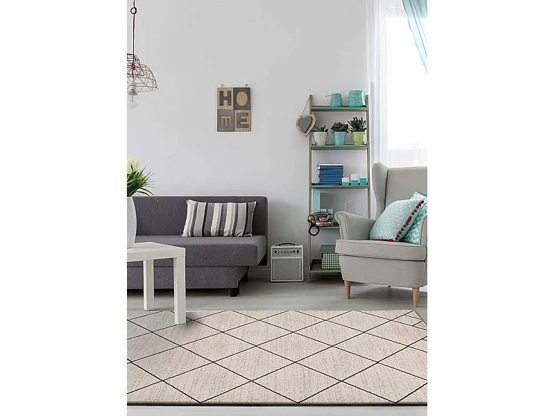 Tapis intérieur - ethnique - blanc - 80 x 150 cm - MALIKA