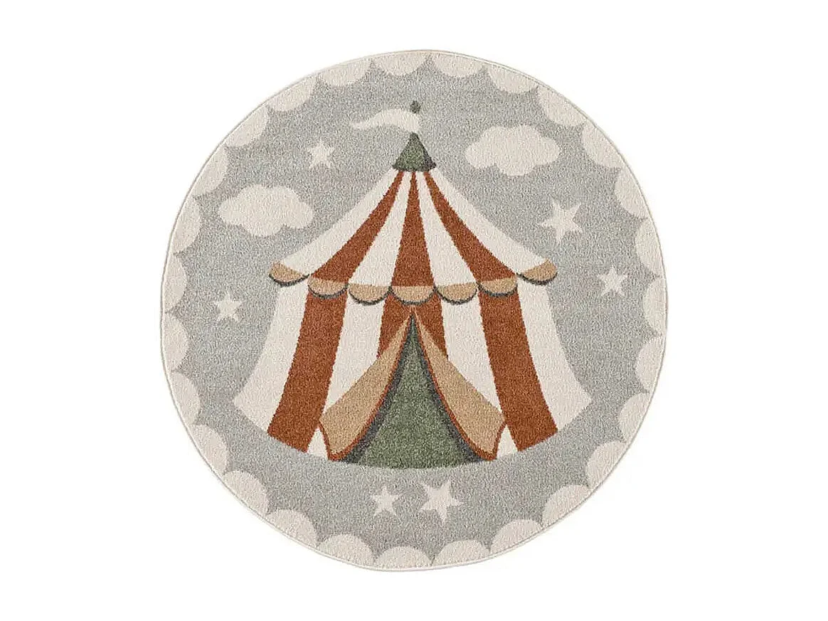 Tapis intérieur rond - enfant cirque - gris - diam.120 cm - BEATS