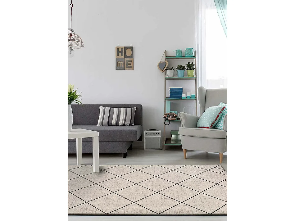 Tapis intérieur - ethnique - blanc - 160 x 230 cm - MALIKA