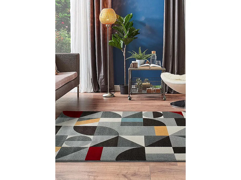 Laagpolig tapijt - geometrisch - veelkleurig - 57x110 cm - DELTA