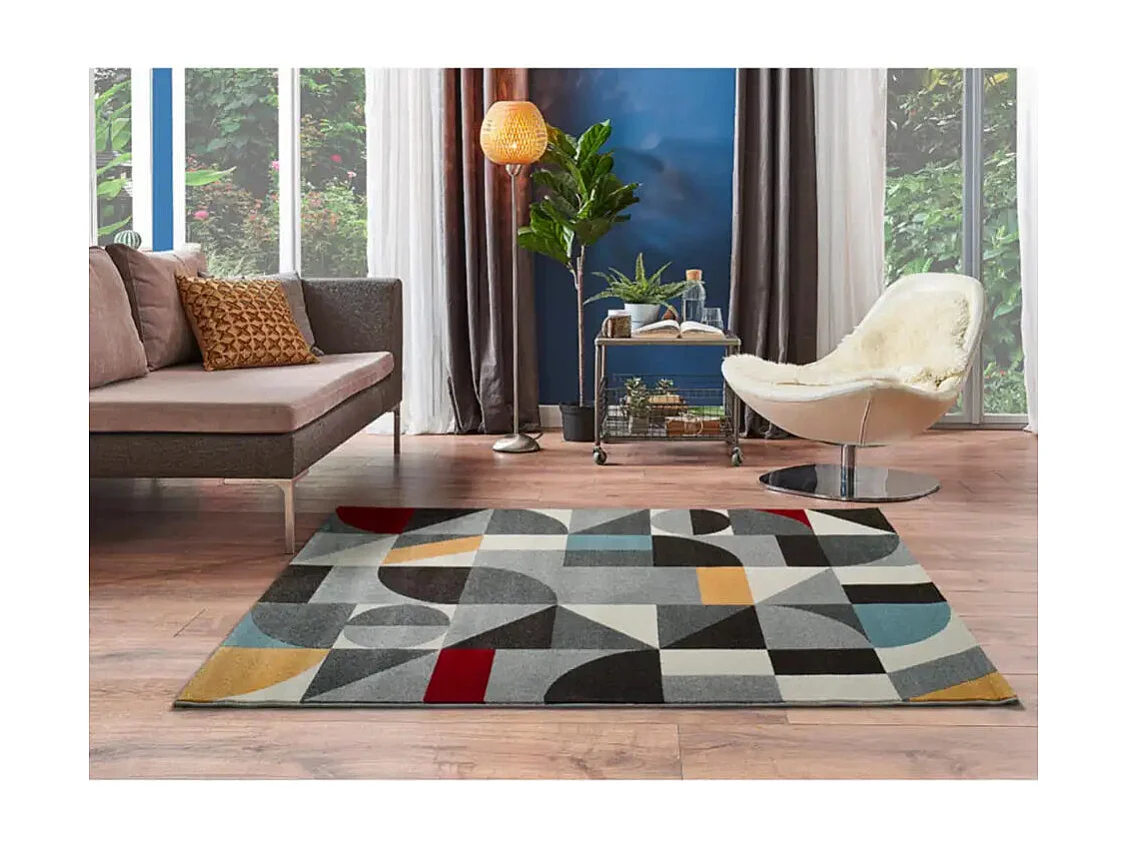 Laagpolig tapijt - geometrisch - veelkleurig - 57x110 cm - DELTA