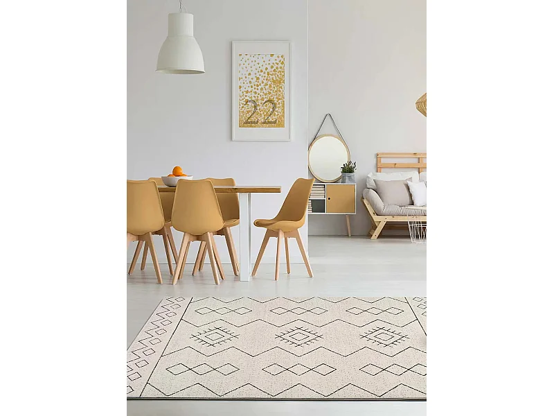 Tapis intérieur - ethnique - blanc - 80 x 150 cm - MALIKA