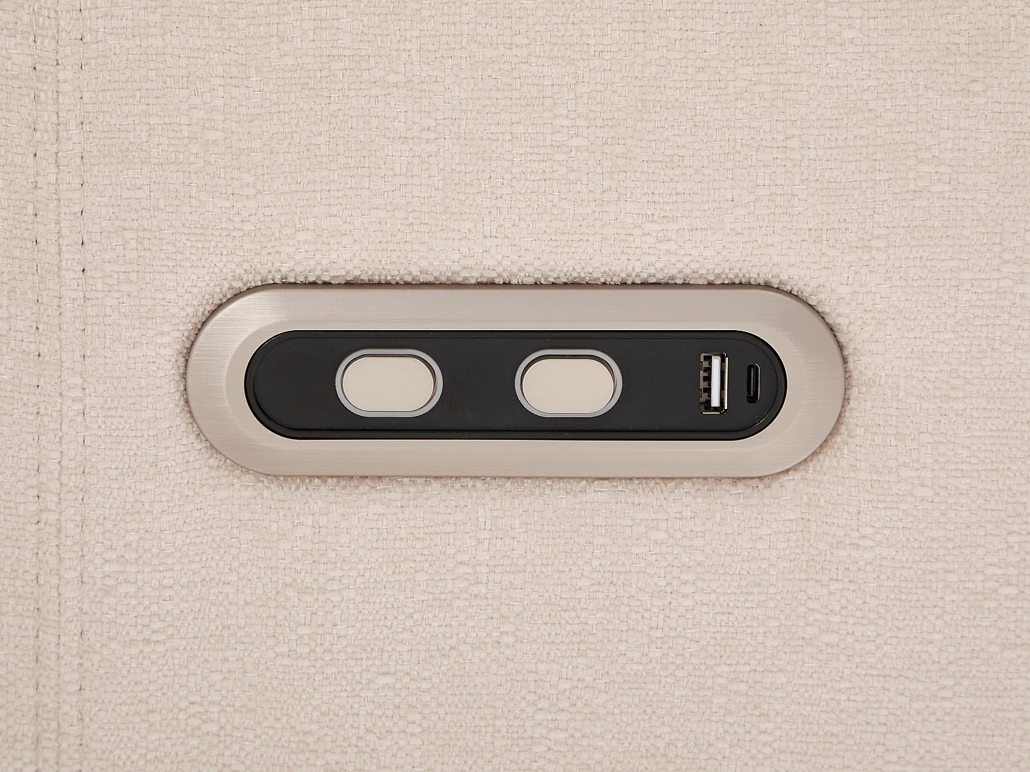 Canapé 3 places 2 places et un fauteuil relax électrique en tissu chenille beige SCAMOCO